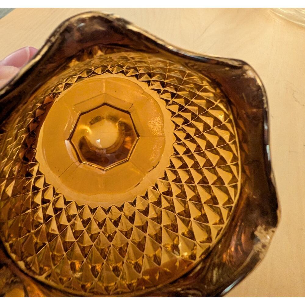 🏖️Vintage Amber Glass Bon Bon Bowl - Picture 3 of 3